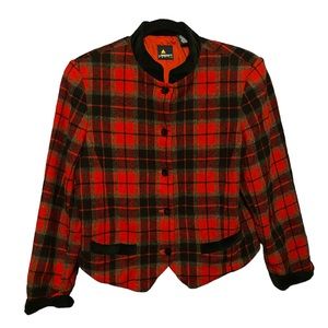 Vintage Cropped Tartan Plaid wool Blazer